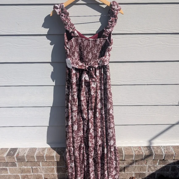 Altar'd State Dress NWT Size M Brown Floral Flowy Lined Maxi Fairy Cottagecore - Picture 7 of 7